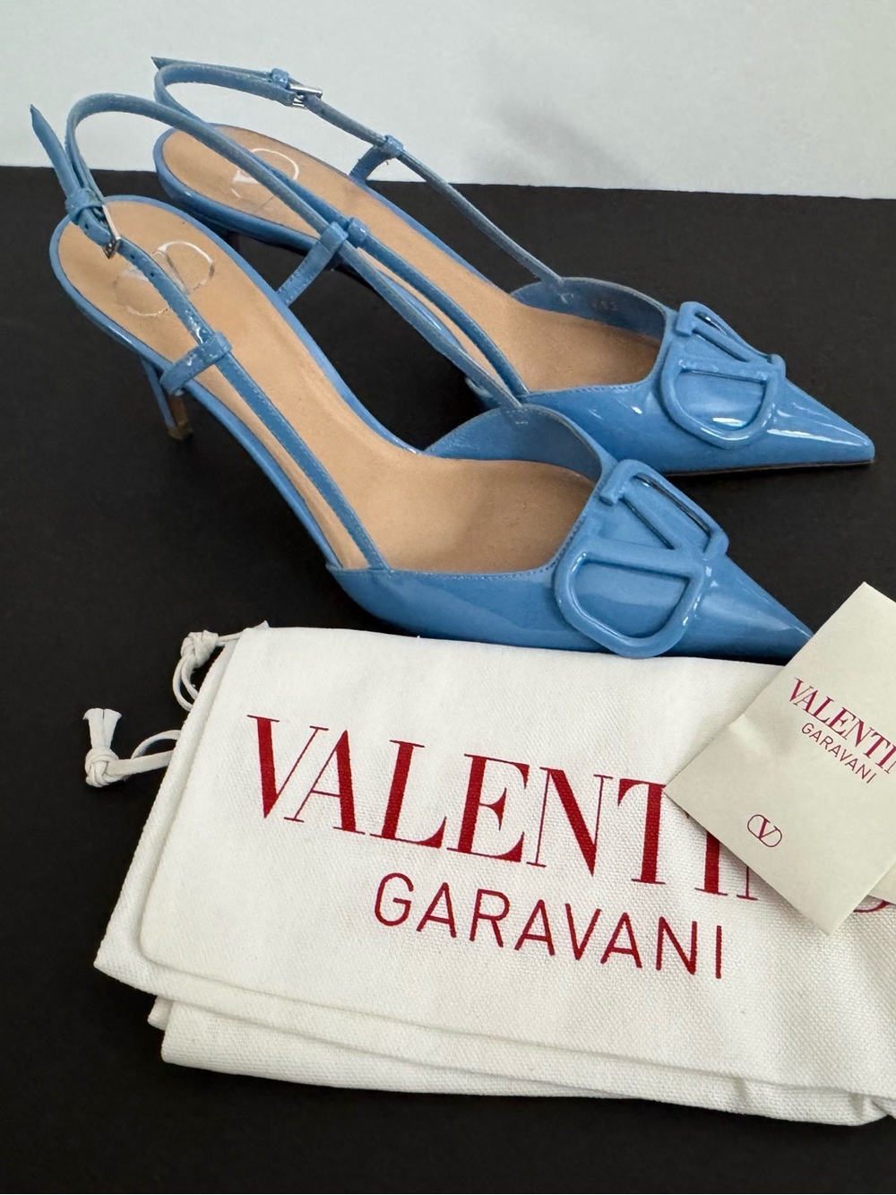 Valentino Sky Blue Patent Slingback Pointed-Toe Heels - Picture 5 of 6